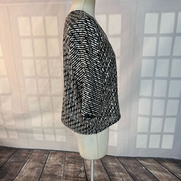 By together NWT black chiffon silver sequin loose fit blouse size small - Picture 4 of 9